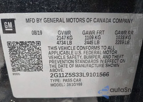 2020 Chevrolet Impala Fwd Lt from USA, damaged, VIN 2G11Z5S33L9101566